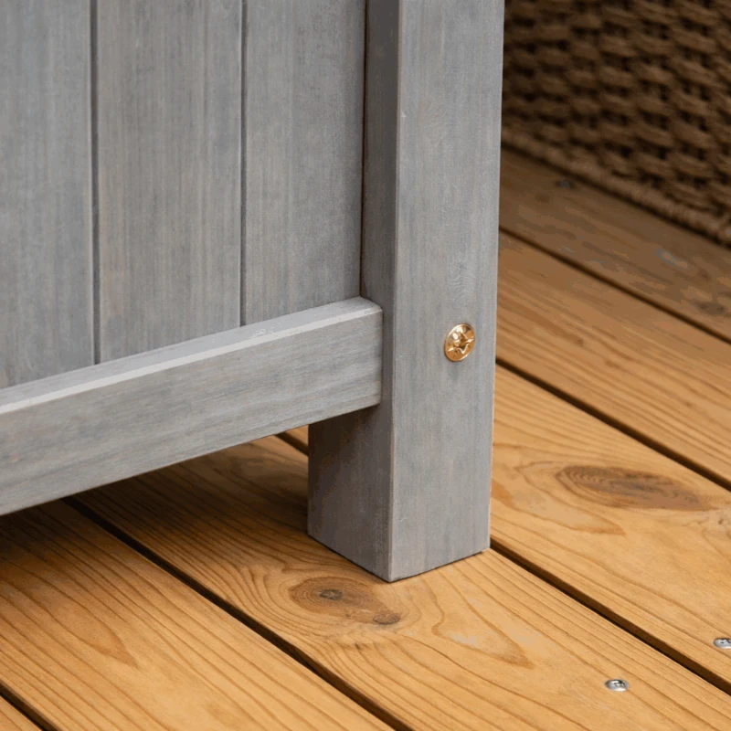 Outsunny Raised Bed with Drainage Holes, Wood Planter with Trellis for Climbing Plants to Grow Vegetables, Flowers, Dark Grey