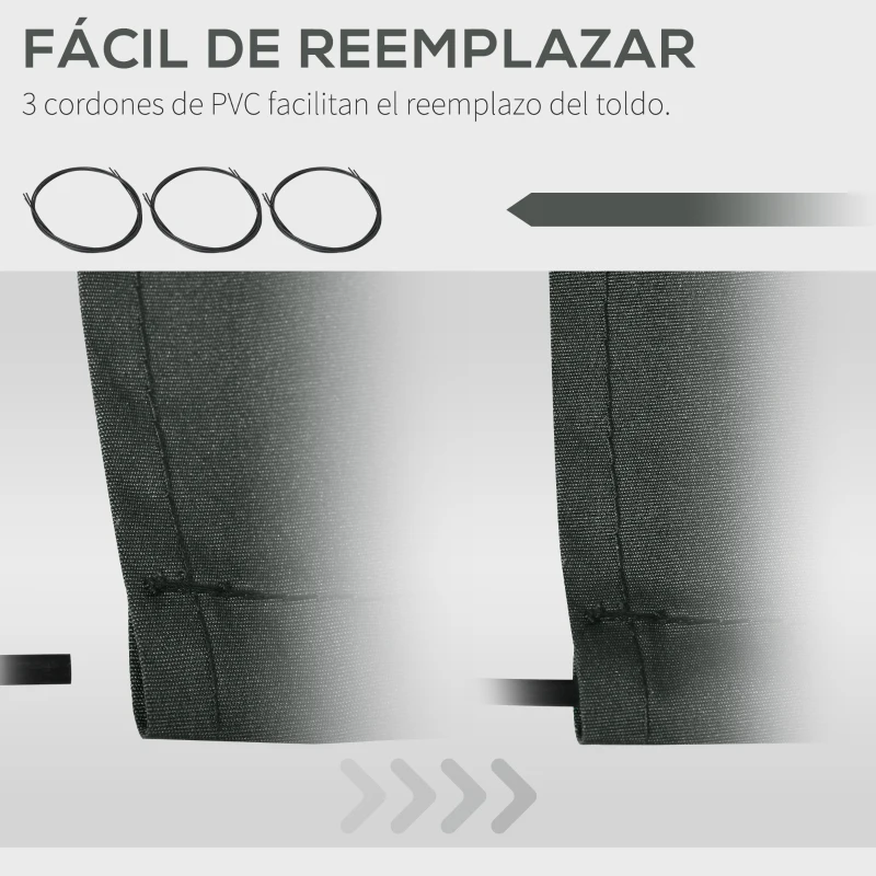 Outsunny Techo de Repuesto para Toldo 382x240 cm Lona para Toldo con Dobladillo Protección UV Impermeable para Patio Gris