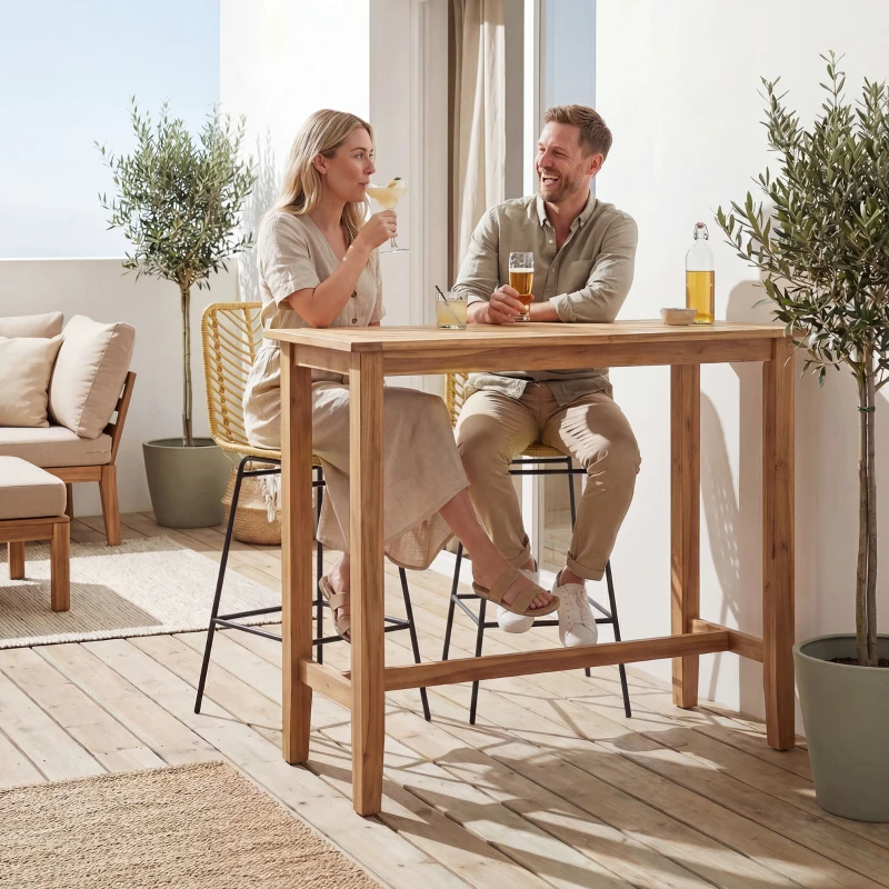 HOMCOM Taburetes Altos de Cocina Juego de 2 con Asiento de Ratán Sintético Taburetes de Bar con Patas de Acero 42,5x52x102 cm Natural