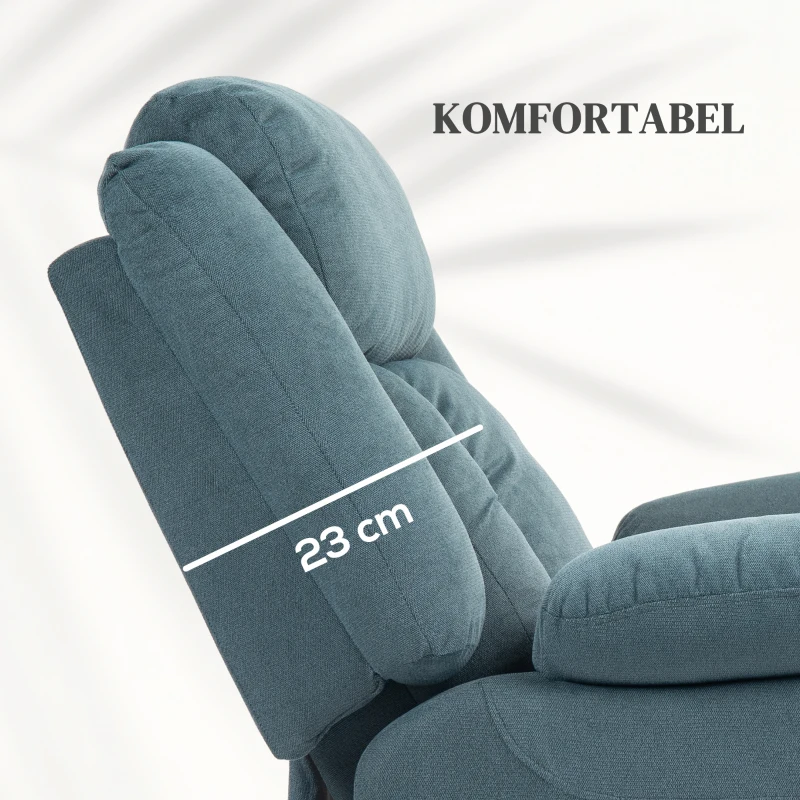 HOMCOM Aufstehsessel mit weichem Bezug, Recliner-Sessel mit Fernbedienung und Seitentaschen, Blau