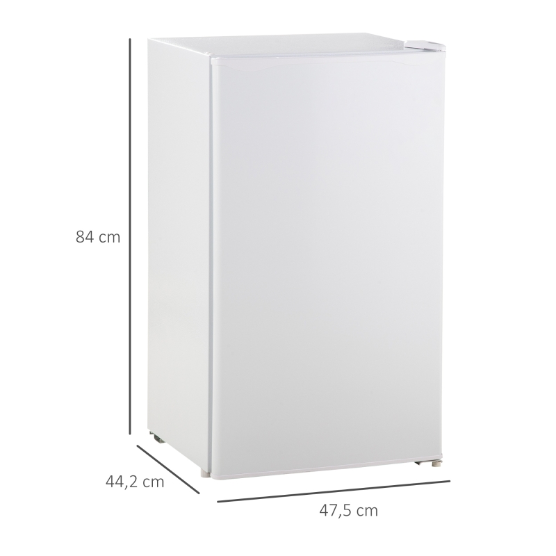 HOMCOM Mini-Kühlschrank, 91 Liter Kapazität, Gefrierfach, verstellbare Fächer, leiser Betrieb, kompakte Größe, Kunststoff, Stahl, Weiß