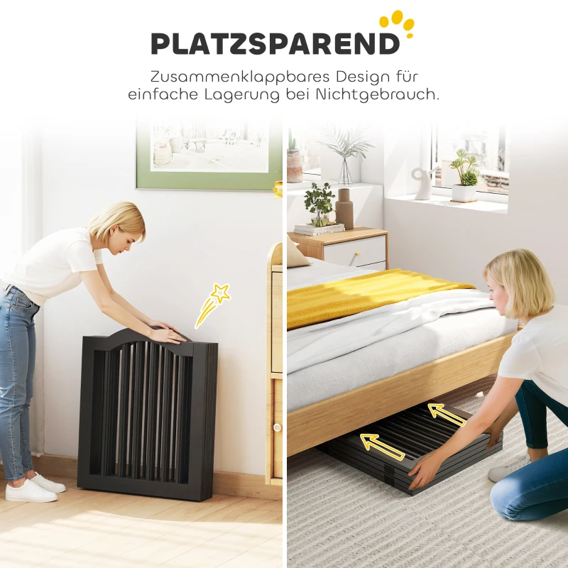 PawHut Absperrgitter Hund Freistehendes Schutzgitter mit Füßen, Klappbar Hundegitter, 5 Paneelen, 261,5 x 29,5 x 61 cm, Schwarz