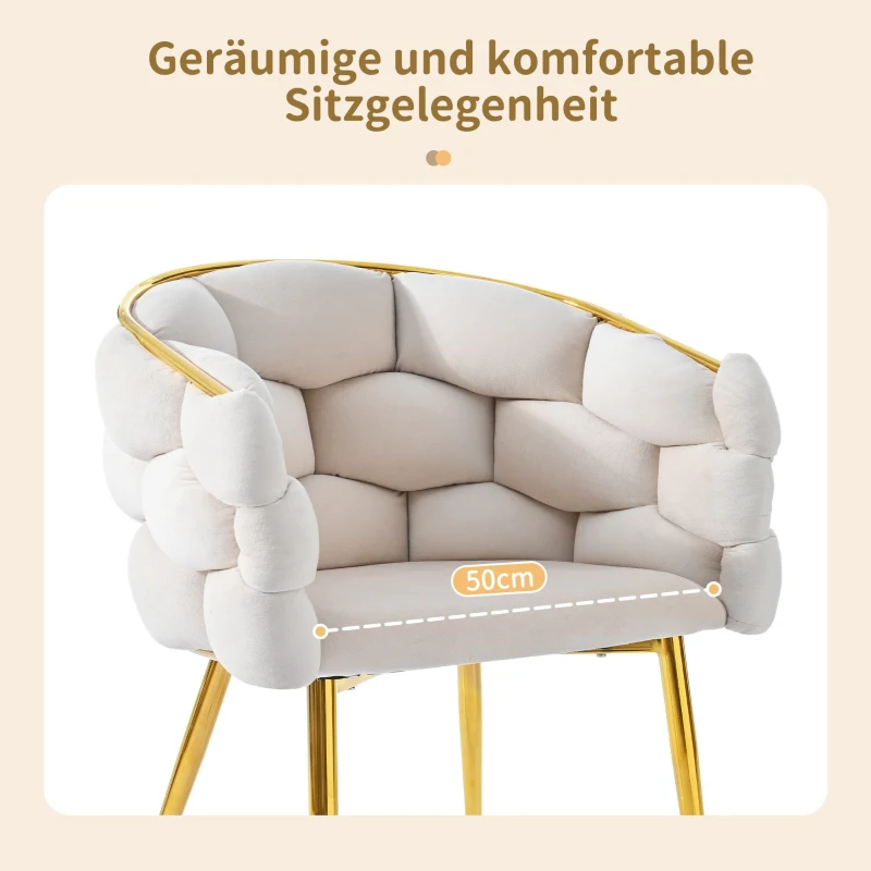 Esszimmerstühle, Luxus-Stuhl mit Goldglanz, edel-samtbezug, verstellbare Vorderbeinstützen, 70x47x80 cm, Beige(m-5)