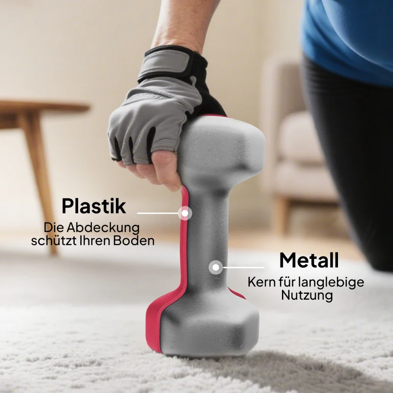 SPORTNOW Hanteln Set 3 Paar Kurzhanteln mit Aufbewahrungsständer rutschfeste Griff, 1-5 kg Hexagon