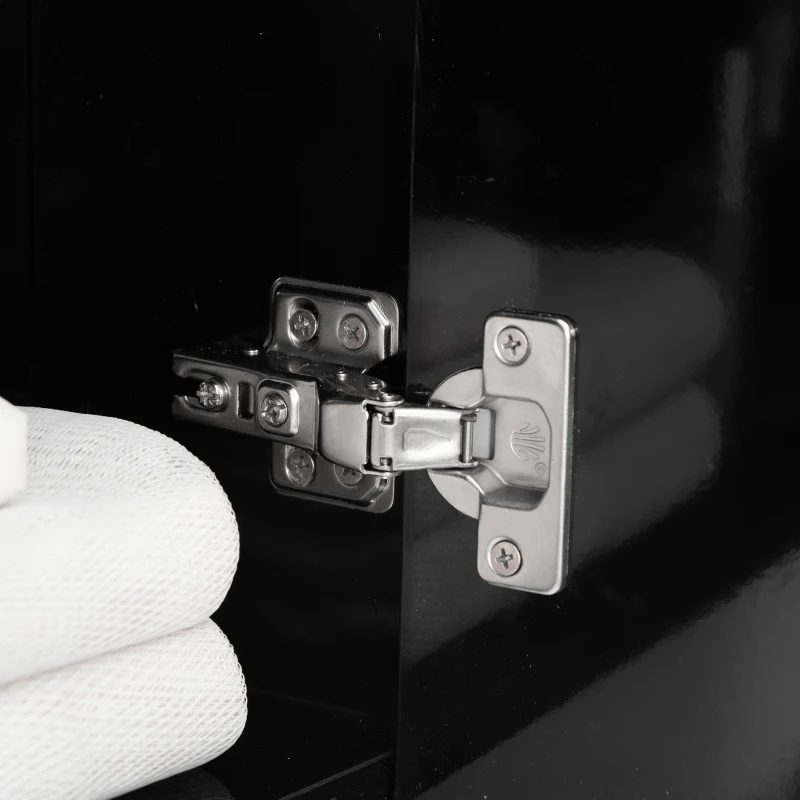 Dulap de Baie LED cu Oglindă Kleankin, Dulap Suspendat cu 3 Uși, Rafturi Reglabile, Funcție Memorie & Încărcare USB