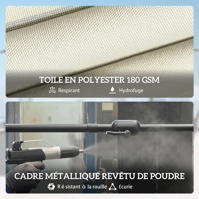 Outsunny Parasol de Jardin Double Face 3 x 1,5 m avec Base et Sacs de Sable, UPF 50+, Parasol avec Housse, Manivelle, Beige