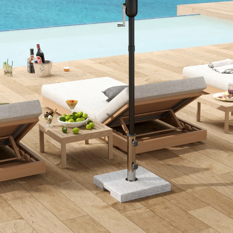 Outsunny Pied de parasol, socle parasol extérieur en Granit 21 kg, pour mât de Ø 32-48 mm, avec Poignées, 38 x 38 x 38 cm, Gris