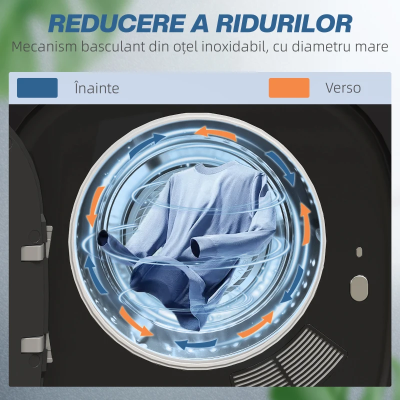 HOMCOM Uscător cu Aer, Capacitate 4kg, Timer și Program Smart, din Oțel Inoxidabil și ABS, 48x40x56 cm, Alb