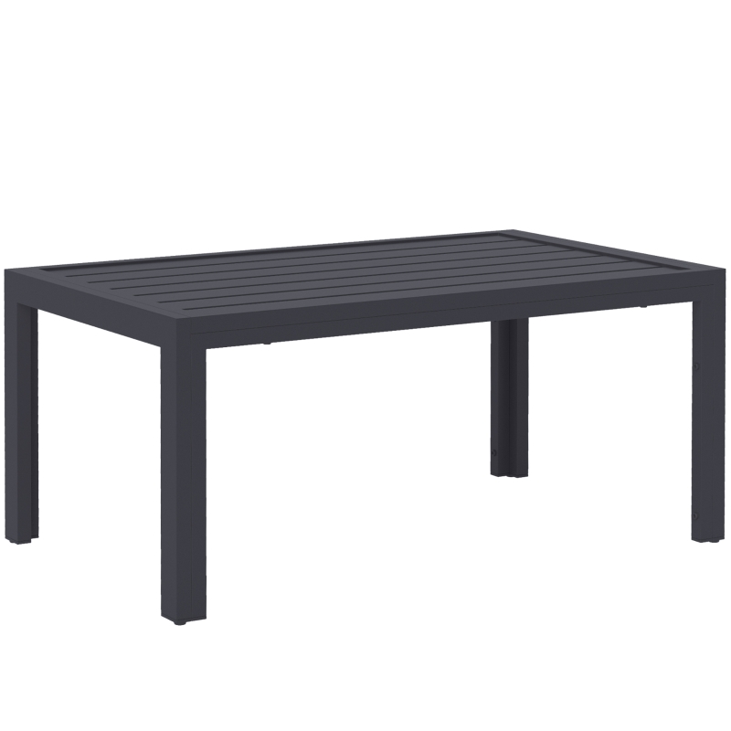 Outsunny Table basse de jardin table d'appoint de patio rectangulaire, cadre en acier, plateau à lattes, 101,5 x 61 x 46 cm, gris
