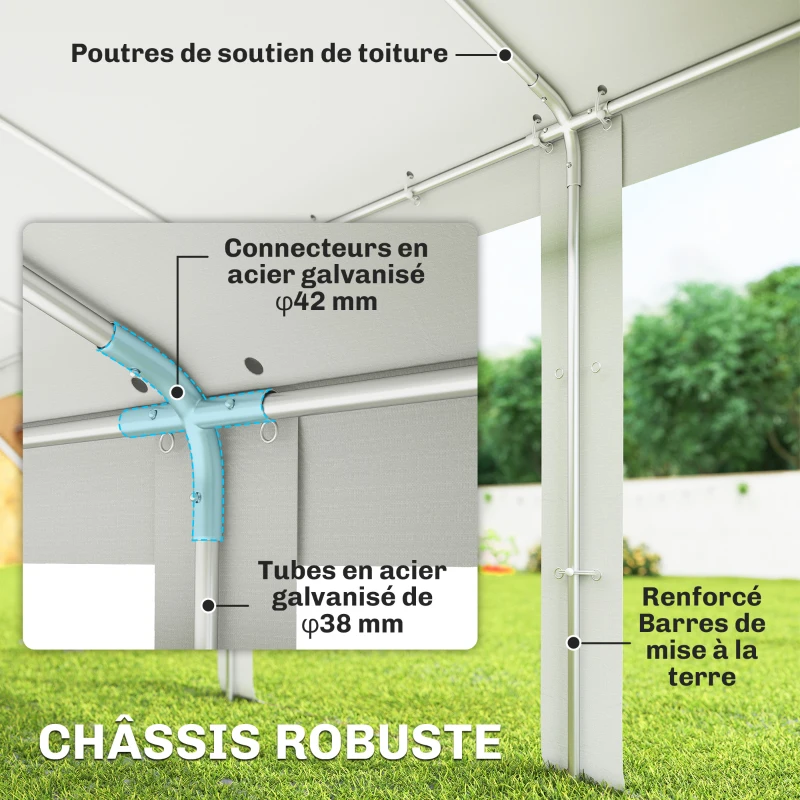 Outsunny Tente de réception barnum 5 compartiments protection UV 40+ structure renforcée 10 parois amovibles 5 x 10 m blanc
