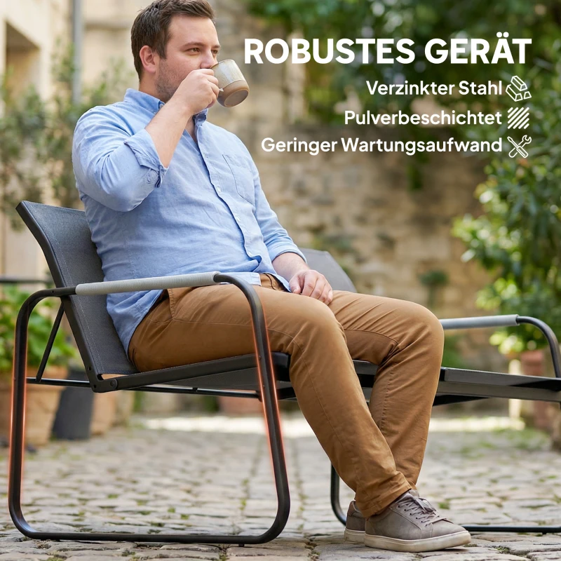 Outsunny Gartenmöbel Set Sitzgruppe für 4 Personen Atmungsaktiv Gartenlounge mit 2er Sofa 2 Sessel Seilflecht Rund Tisch Fußpads