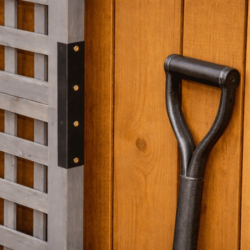 Outsunny Raised Bed with Drainage Holes, Wood Planter with Trellis for Climbing Plants to Grow Vegetables, Flowers, Dark Grey