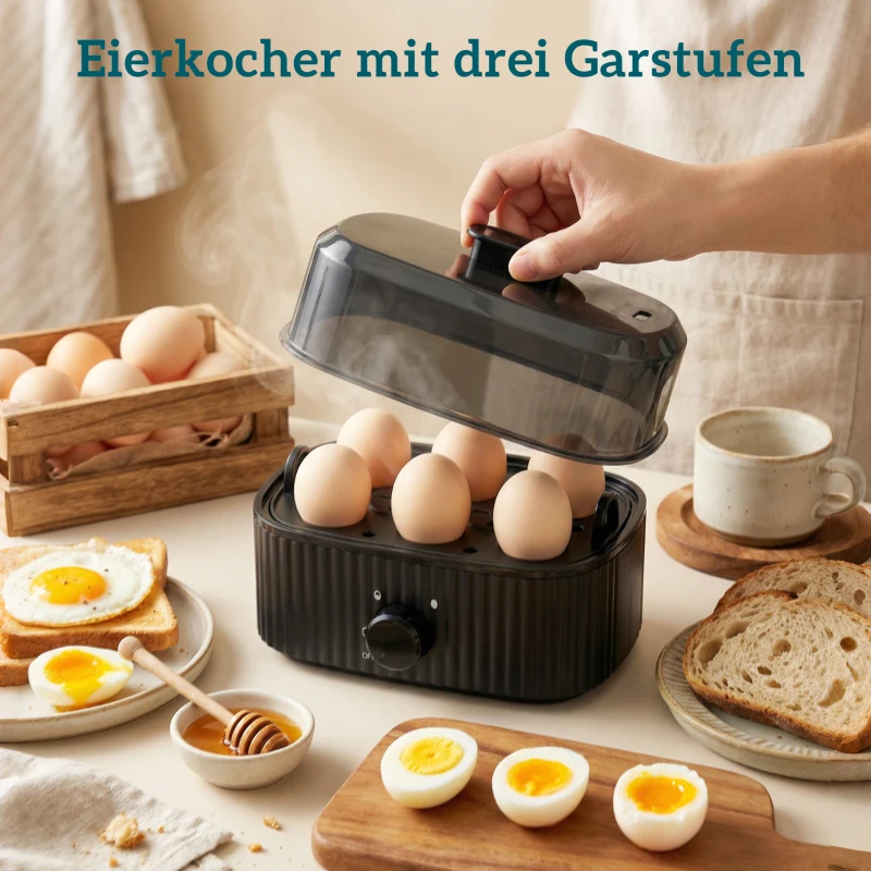 HOMCOM 1,7L Schnellkoch-Wasserkocher und 4-Scheiben-Toaster-Set, Eierkocher für 6 Eier mit Kontrollleuchte Schwarz