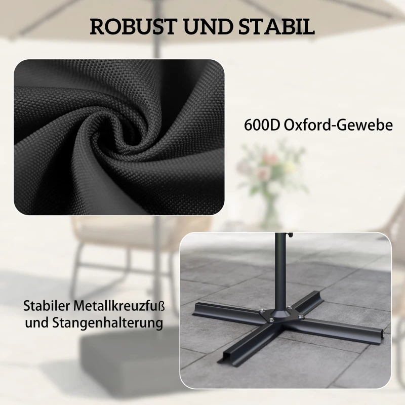 Outsunny Sonnenschirmständer 80 kg Sandfüllung robuster Standfuß für Freischwinger und 48 mm Stangen Schwarz