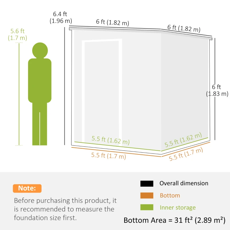 Outsunny Ripostiglio esterno con pavimento e porta bloccabile, 182x182 cm, Grigio