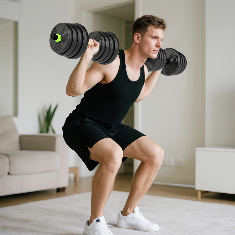 SPORTNOW Set manubri regolabili 30 kg con barra di estensione