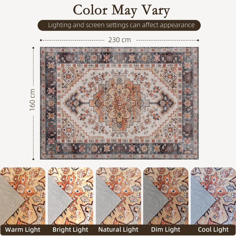 HOMCOM Covor cu Fir Scurt Boem Antiderapant și Lavabil 230x160 cm Maro