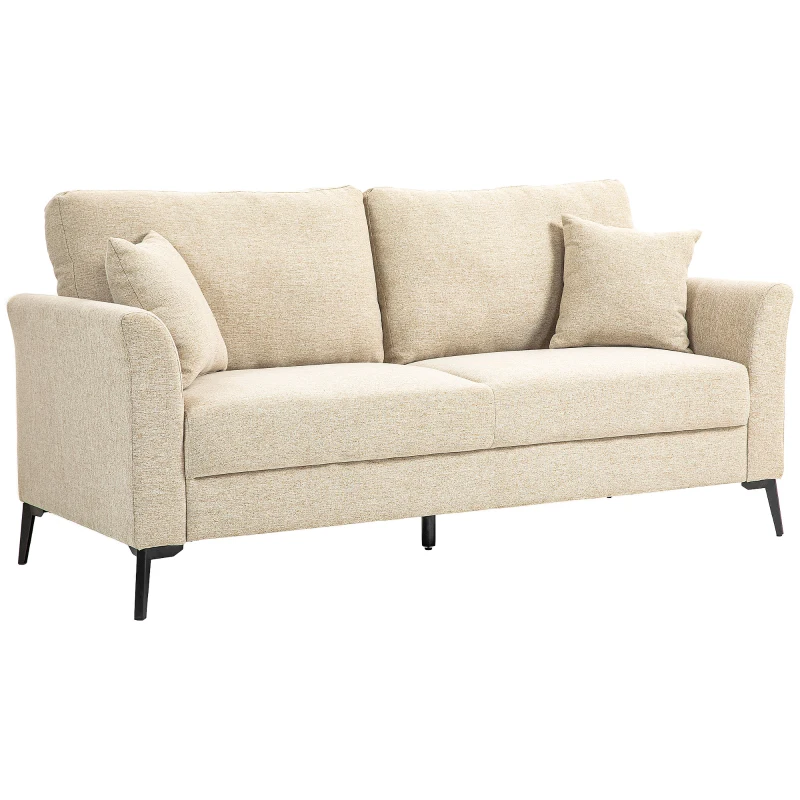 HOMCOM 2-Sitzer Sofa mit Leinenoptik, dicke Polsterung, bis 360 kg, 179 x 80 x 89 cm, Beige