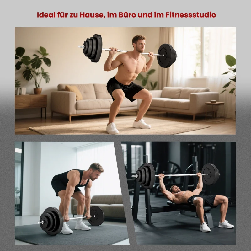 HOMCOM Hanteln Set 70kg Hantelset aus Stahl Kurzhanteln mit Verbindungsrohr Rutschfester Griff für Zuhause