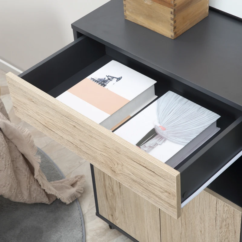 HOMCOM Armario de Suelo para Cocina Mueble Auxiliar Multiusos Diseño Moderno Espacioso con Cajón Estantes Ruedas Universales 80x39x86,5 cm