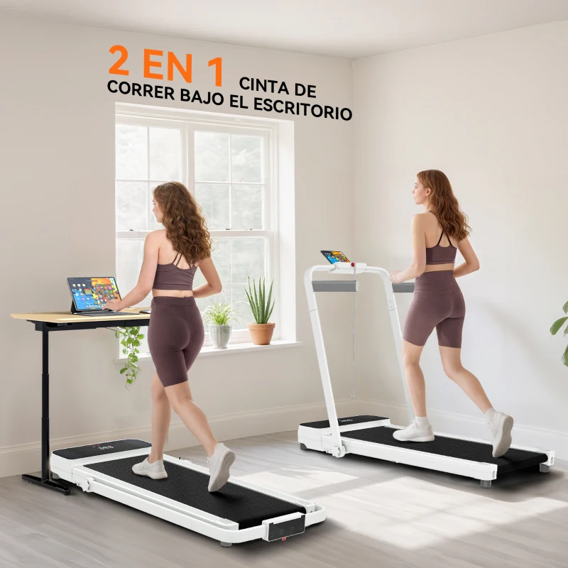 SPORTNOW Cinta de Correr Plegable Inclinado Debajo del Escritorio con 2.5HP 0-12 KM/H Pantalla LED Control Remoto y Soporte