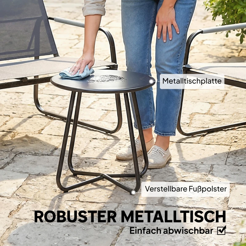 Outsunny Gartenmöbel Set Sitzgruppe für 4 Personen Atmungsaktiv Gartenlounge mit 2er Sofa 2 Sessel Seilflecht Rund Tisch Fußpads