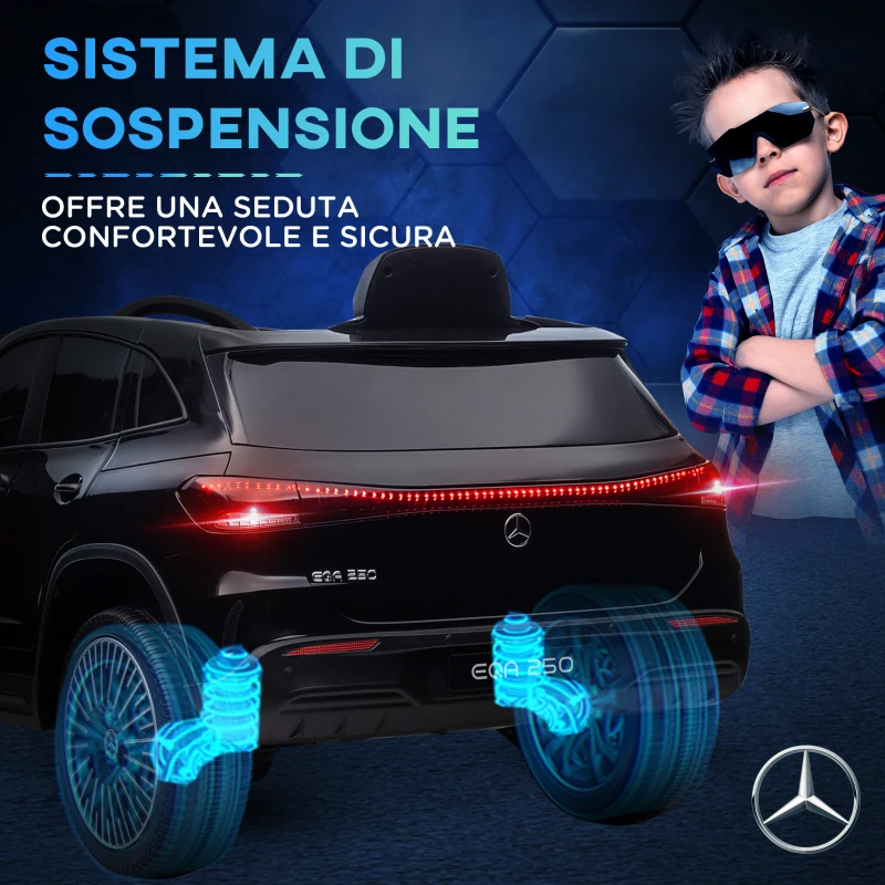 HOMCOM Macchina Elettrica per Bambini 3-8 Anni con Telecomando, Fari e Clacson, Nero