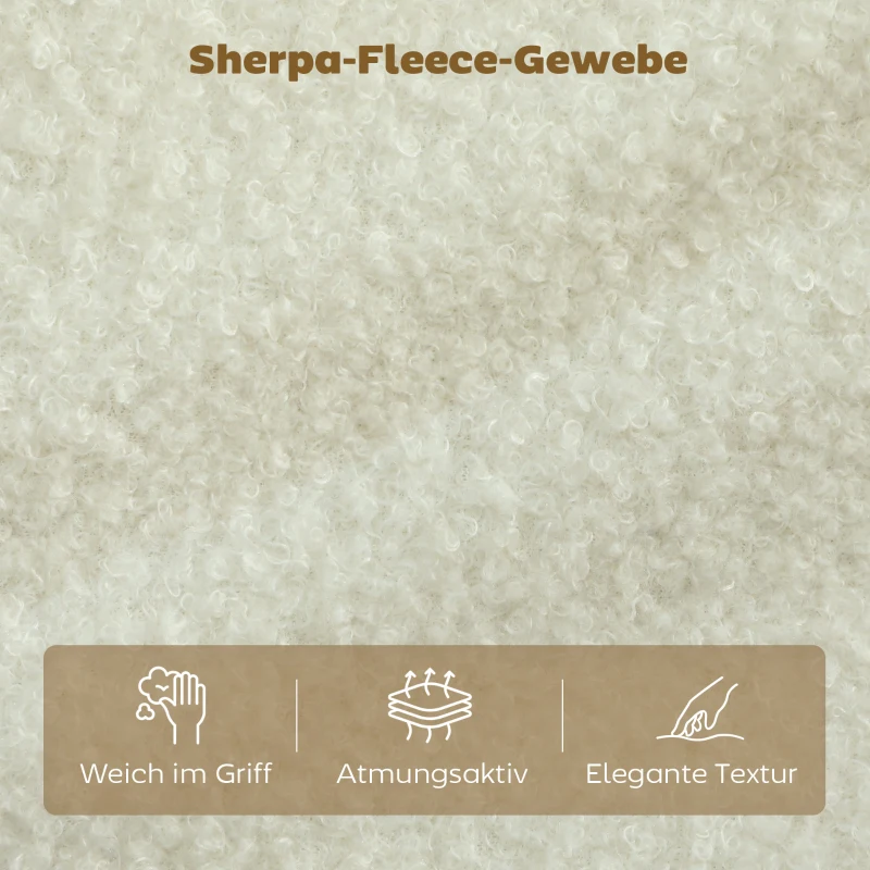 HOMCOM Sofa 2 Sitzer kleine Couch mit Sherpa-Fleece-Optik 137 cm für Wohnzimmer Cremeweiß