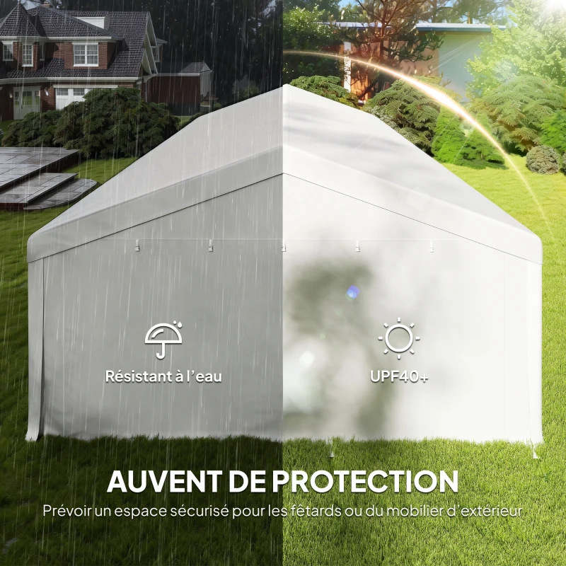 Outsunny Tente de réception barnum 5 compartiments protection UV 40+ structure renforcée 10 parois amovibles 5 x 10 m blanc