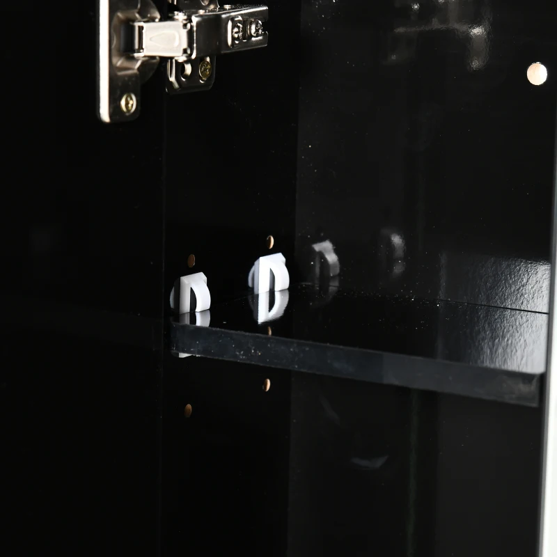 Dulap de Baie LED cu Oglindă Kleankin, Dulap Suspendat cu 3 Uși, Rafturi Reglabile, Funcție Memorie & Încărcare USB