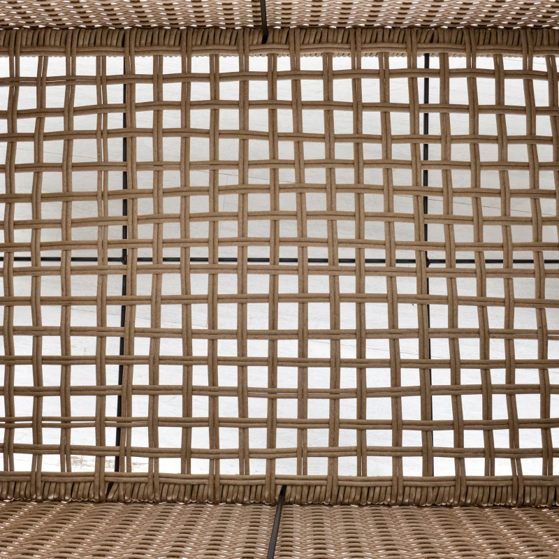 Outsunny Garten-Beistelltisch, Aufbewahrungskiste mit Stauraum, Rattanoptik, Stahlrahmen, khaki, 103 x 50 x 45,5 cm