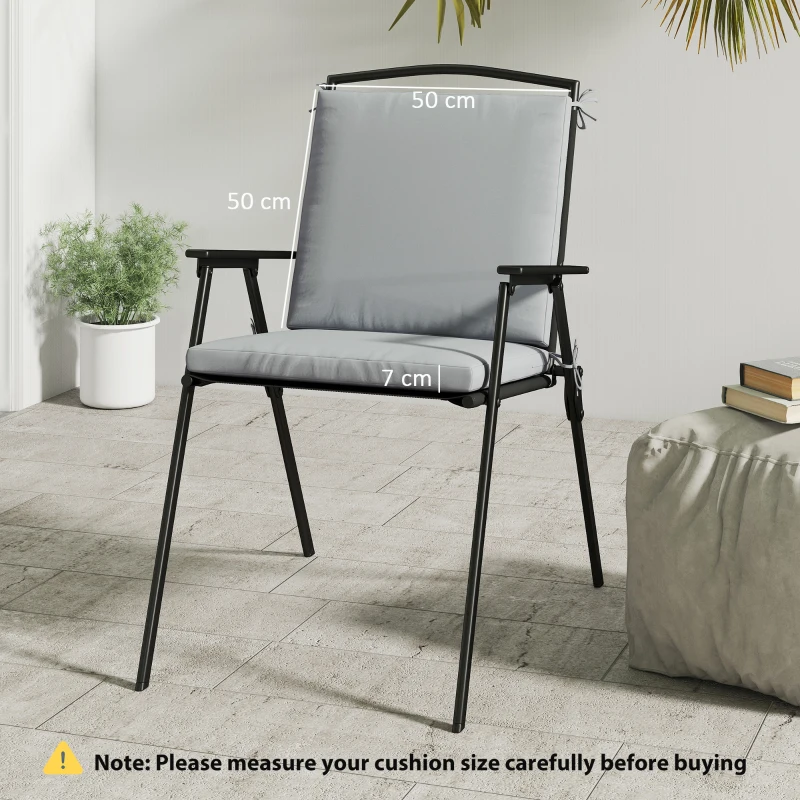 Outsunny Set of 2 Garden Chair Cushions, 50 x 50 cm Seat Pads, High-Density Foam, Non-Slip 50x50 cm gray