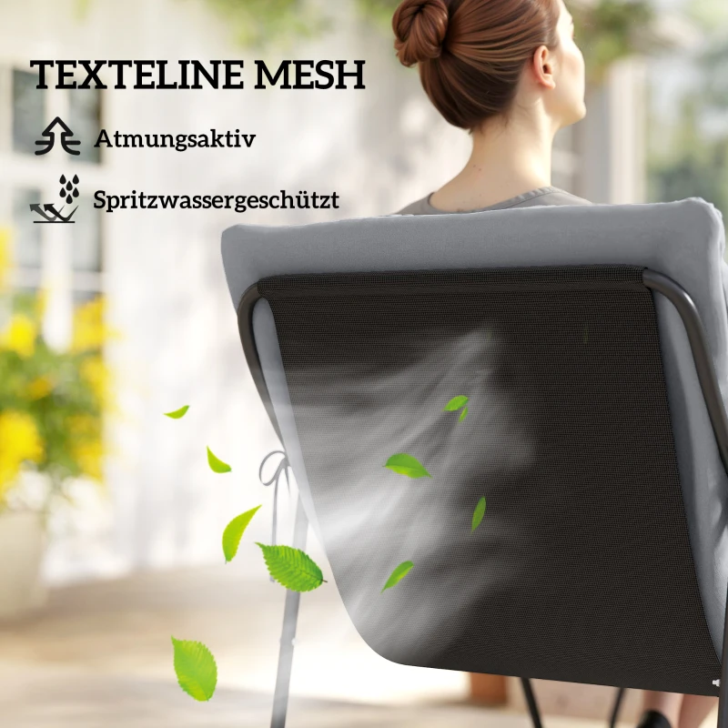 Outsunny 4-Sitzer Gartenmöbel-Set, 2 Stühle, 1 Doppel-Sofa, 1 Tisch, dicke Kissen, Stahlrahmen, für Terrasse, Grau