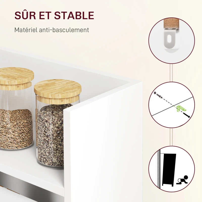 HOMCOM Table à manger pliante, table de cuisine pour 3 personnes, plateau à abattant et 4 étagères, 78,5x91x93cm, blanc(m-6)