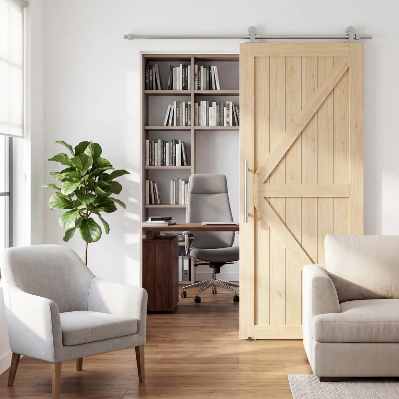 HOMCOM 152CM Quincaillerie porte coulissante de grange, rail porte coulissante de 76 cm de large, épaisseur 30 mm, argenté