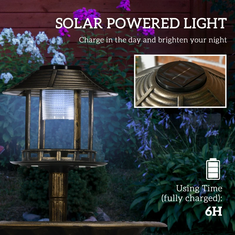 Outsunny Karmnik dla ptaków z lampą solarną, 110 cm, z podstawą kwiatową