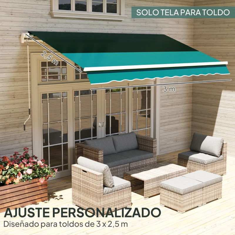Outsunny Techo de Repuesto para Toldo 282x250 cm con Protección UV 50+ Impermeable para Patio Terraza Jardín Verde