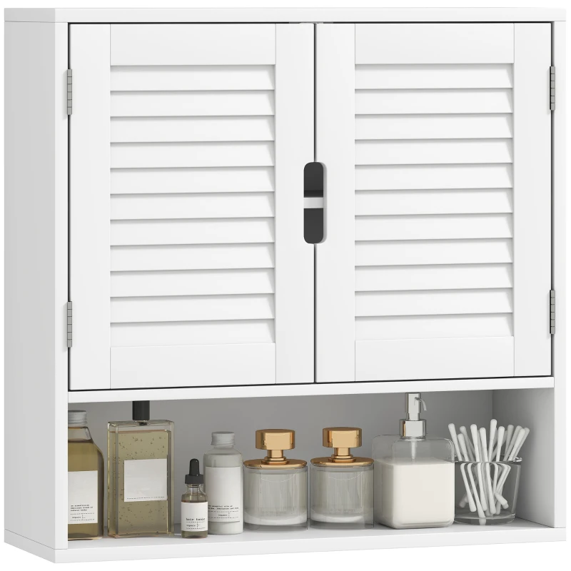 HOMCOM Bathroom Cabinet, Wall Mounted Storage Cabinet with Adjustable Shelves, 60 x 20 x 60 cm, White