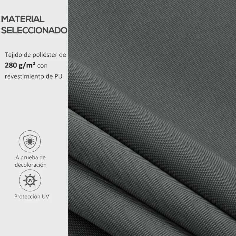 Outsunny Techo de Repuesto para Toldo 382x240 cm Lona para Toldo con Dobladillo Protección UV Impermeable para Patio Gris