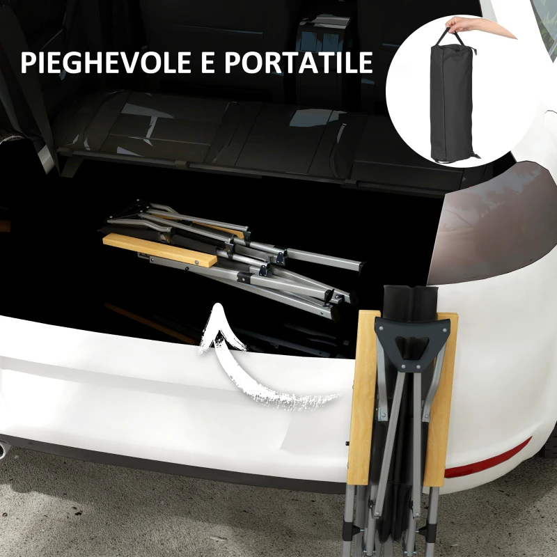 Outsunny Sedia da Campeggio Pieghevole con Schienale Regolabile, in Alluminio e Poliestere 74x59.5x98 cm, Nero