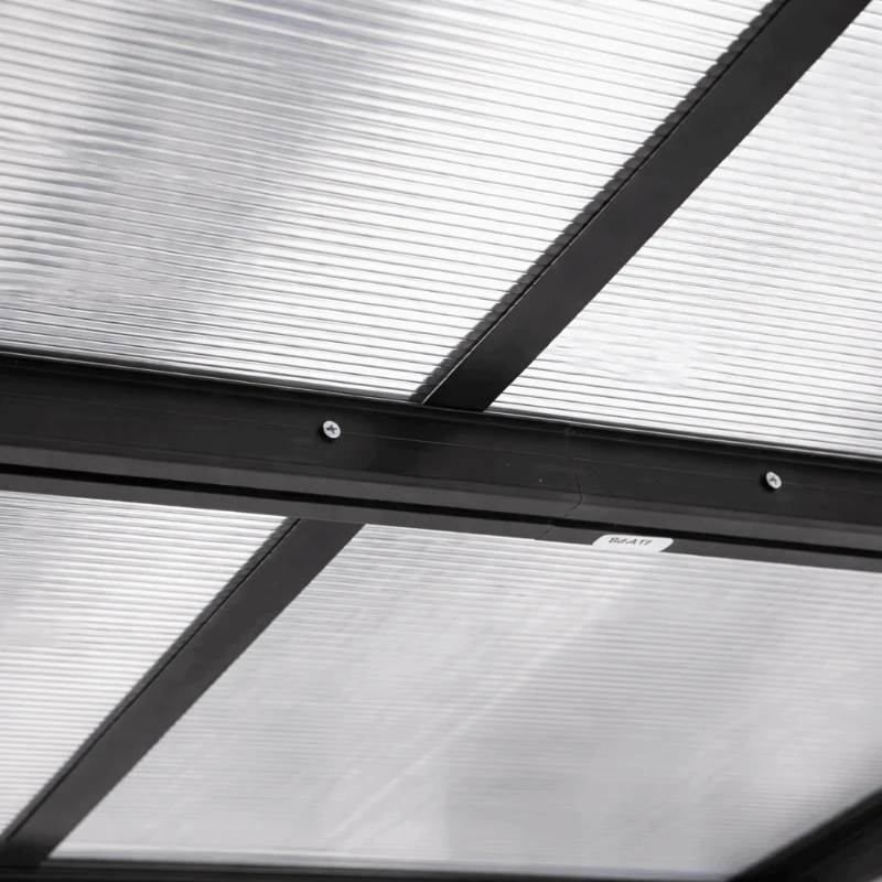 Outsunny 4.35 x 3m Outdoor Patio Gazebo Pergola, Retractable Pergola Canopy Aluminum Post & PC Roof,  Grey