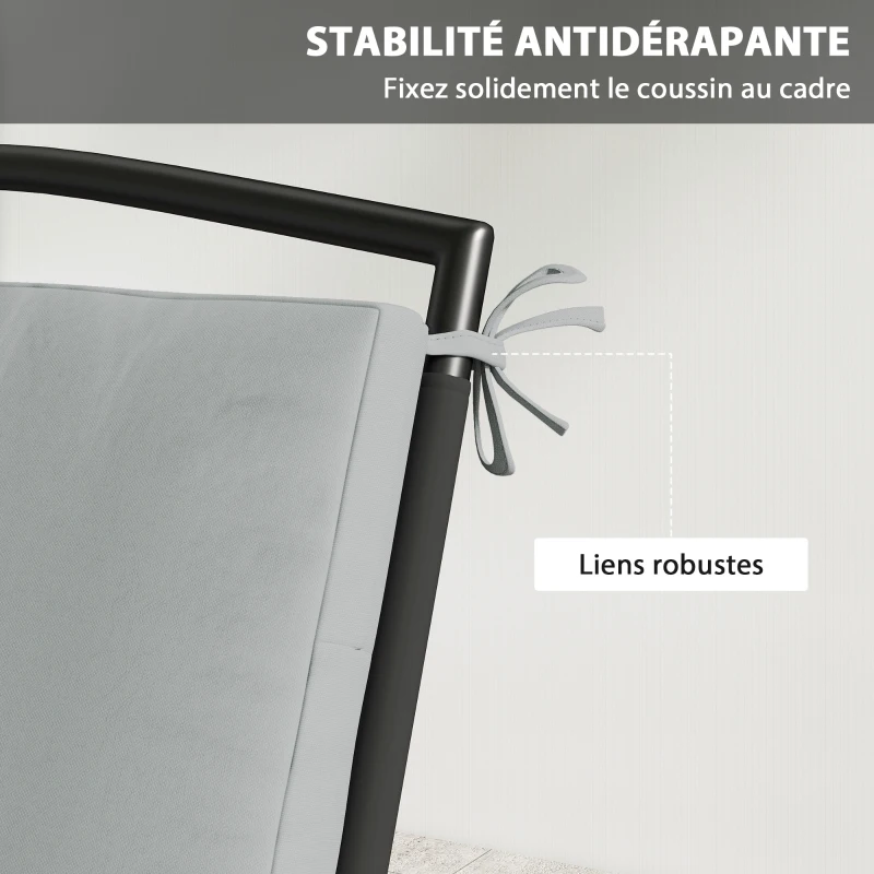 Outsunny Lot de 2 coussins de chaise de jardin, galettes de chaise 50 x 50 cm, mousse haute densité, antidérapants 50x50 cm gris