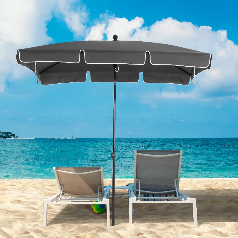 Outsunny Parasol de jardin Parasol droit rectangulaire inclinable alu métal polyester haute densité 2 x 1,3 m gris