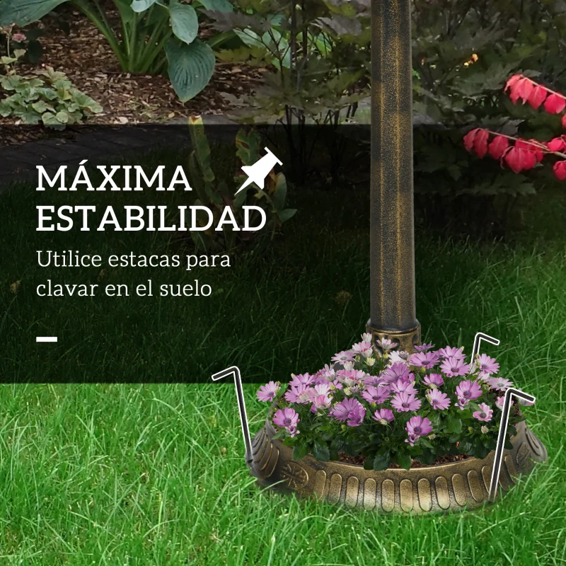 Outsunny Baño para Pájaros de Jardín Exterior 81 cm con Diseño de Concha y Acabado Envejecido Ligero y Resistente Bronce