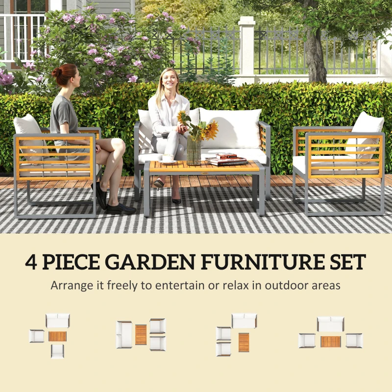 Zestaw mebli ogrodowych z akacji, odporny na warunki atmosferyczne