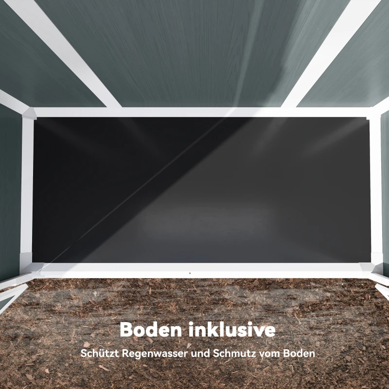 Outsunny Tuinberging 0,8m², Tuinhuis met inklapbare planken, 134 x 68,5 x 170 cm Kunststof met Afsluitbare Dubbele Deur Bodemplaat