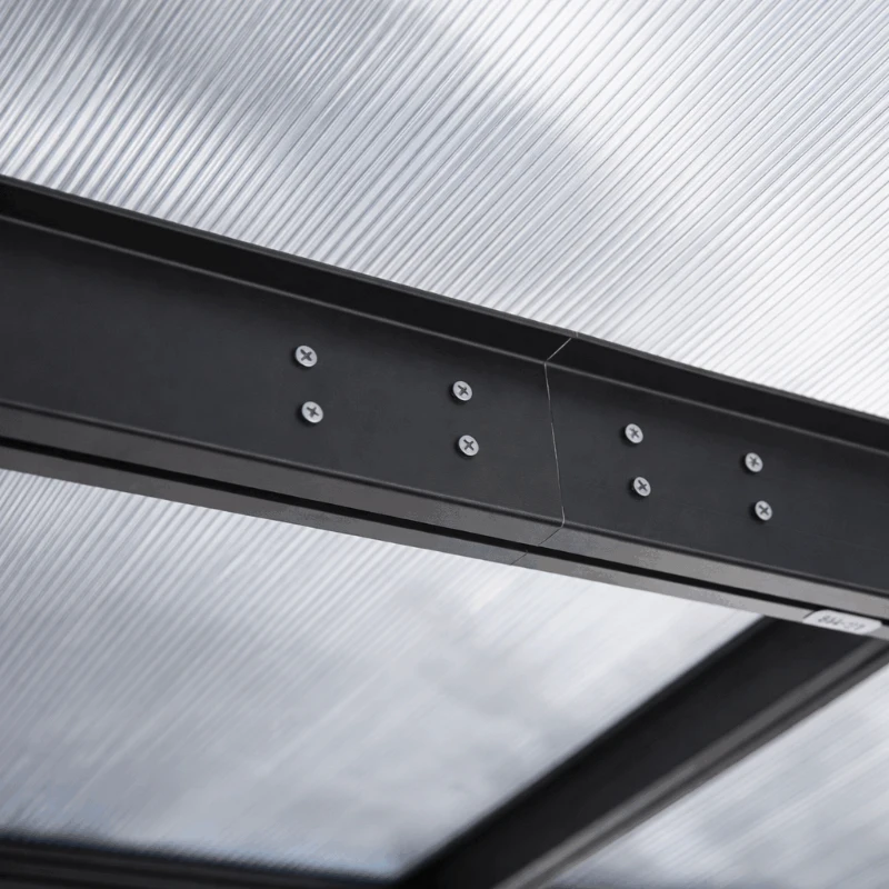 Outsunny 4.35 x 3m Outdoor Patio Gazebo Pergola, Retractable Pergola Canopy Aluminum Post & PC Roof,  Grey