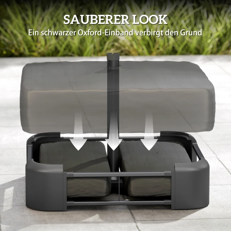 Outsunny Sonnenschirmständer 80 kg Sandfüllung robuster Standfuß für Freischwinger und 48 mm Stangen Schwarz