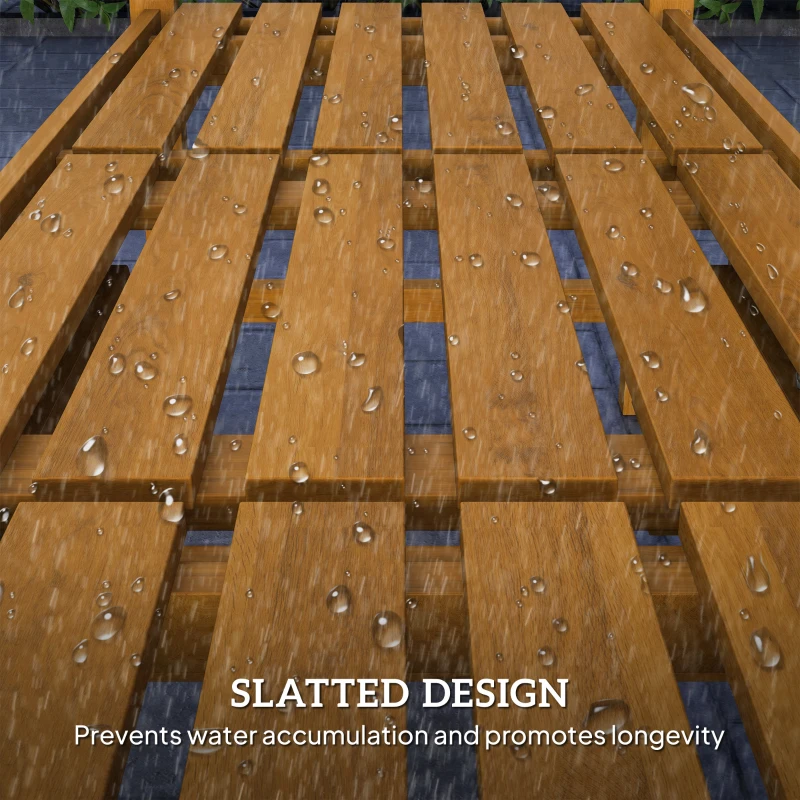 Outsunny 2-osobowa Ławka Ogrodowa z Drewna, Odporna na Warunki Atmosferyczne z Oparciem i Podłokietnikami, Obciążenie 320kg, 149x56,5x89cm, Teak