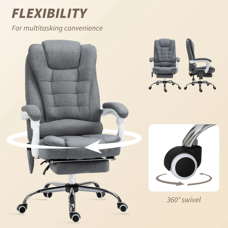 Fotel biurowy Vinsetto z masażem, ergonomiczny, z funkcją leżenia